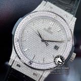 Đồng Hồ Hublot Classic Fusion 42mm Rep 1:1 Chế Tác Vỏ Và Mặt Số Độ Kim Cương Thiên Nhiên - Moissanite Pave 542.NX.9010.LR.1704