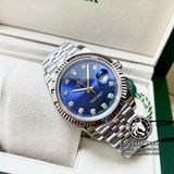 Đồng Hồ Rolex Datejust 41mm 126334-0016 Rep 1:1 Cao Cấp Vỏ Bạc Mặt Xanh Dương Cọc Số Đá Dây Kim Loại Jubilee