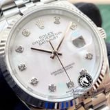 Đồng Hồ Rolex Datejust 36mm 126234-0019 Rep 1:1 Cao Cấp Vỏ Bạc Mặt Xà Cừ Trắng Cọc Số Đính Đá Dây Kim Loại Jubilee