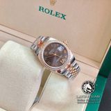 Đồng Hồ Rolex Datejust 31mm 278383rbr-0018 Rep 1:1 Chế Tác Vỏ Bọc Vàng 18K Niềng Bezel Đính Đá Mặt Xám Cọc Số La Mã Dây Kim Loại