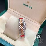 Đồng Hồ Rolex Datejust 31mm 278383rbr-0018 Rep 1:1 Chế Tác Vỏ Bọc Vàng 18K Niềng Bezel Đính Đá Mặt Xám Cọc Số La Mã Dây Kim Loại