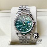 Đồng Hồ Rolex Datejust 36mm 126234-0047 Rep 1:1 Cao Cấp Vỏ Bạc Mặt Lá Cọ Xanh Cọc Số Vạch Dây Kim Loại Jubilee