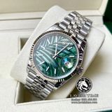 Đồng Hồ Rolex Datejust 36mm 126234-0047 Rep 1:1 Cao Cấp Vỏ Bạc Mặt Lá Cọ Xanh Cọc Số Vạch Dây Kim Loại Jubilee