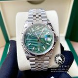 Đồng Hồ Rolex Datejust 36mm 126234-0047 Rep 1:1 Cao Cấp Vỏ Bạc Mặt Lá Cọ Xanh Cọc Số Vạch Dây Kim Loại Jubilee