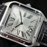 Đồng Hồ Cartier Santos Dumont WSSA0022 Rep 1:1 Chế Tác Vỏ Bạc Mặt Trắng Dây Da