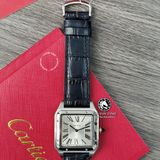 Đồng Hồ Cartier Santos Dumont WSSA0022 Rep 1:1 Chế Tác Vỏ Bạc Mặt Trắng Dây Da