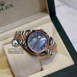 Đồng Hồ Rolex Datejust 41mm Rep 1:1 Cao Cấp Vỏ Vàng Hồng Mặt Xà Cừ Tím Cọc Số Đá Dây Kim Loại Jubilee
