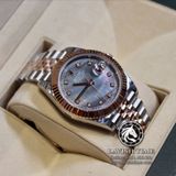 Đồng Hồ Rolex Datejust 41mm Rep 1:1 Cao Cấp Vỏ Vàng Hồng Mặt Xà Cừ Tím Cọc Số Đá Dây Kim Loại Jubilee
