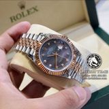 Đồng Hồ Rolex Datejust 41mm Rep 1:1 Cao Cấp Vỏ Vàng Hồng Mặt Xà Cừ Tím Cọc Số Đá Dây Kim Loại Jubilee