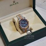 Đồng Hồ Rolex Datejust 41mm Rep 1:1 Cao Cấp Vỏ Vàng Hồng Mặt Xà Cừ Tím Cọc Số Đá Dây Kim Loại Jubilee