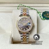Đồng Hồ Rolex Datejust 31mm 278383rbr-0022 Rep 1:1 Chế Tác Vỏ Vàng Khối 18K Niềng Bezel Độ Kim Cươn Thiên Nhiên Mặt Xám Dây Kim Loại