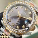 Đồng Hồ Rolex Datejust 31mm 278383rbr-0022 Rep 1:1 Chế Tác Vỏ Vàng Khối 18K Niềng Bezel Độ Kim Cươn Thiên Nhiên Mặt Xám Dây Kim Loại