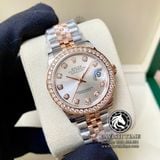 Đồng Hồ Rolex Datejust 31mm 278381RBR Rep 1:1 Vỏ Vàng Hồng Niềng Bezel Vàng Khối 18K Độ Kim Cương Thiên Nhiên 2 Ly Mặt Trắng Dây Kim Loại