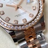 Đồng Hồ Rolex Datejust 31mm 278381RBR Rep 1:1 Vỏ Vàng Hồng Niềng Bezel Vàng Khối 18K Độ Kim Cương Thiên Nhiên 2 Ly Mặt Trắng Dây Kim Loại