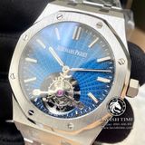 Đồng Hồ Audemars Piguet Royal Oak Extra-Thin Tourbillon 26522TI.OO.1220TI.01 Rep 1:1 Chế Tác Vỏ Bạc Mặt Xanh
