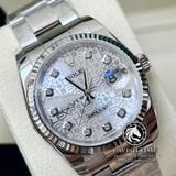 Đồng Hồ Rolex Datejust 36mm 126234 Rep 1:1 Cao Cấp Vỏ Bạc Mặt Vi Tính Bạc Cọc Số Đính Đá Dây Kim Loại Oyster
