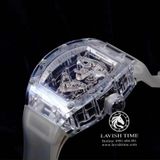 Đồng Hồ Richard Mille RM 56-02 Tourbillon Sapphire Rep 1:1 Chế Tác Vỏ Sapphire Mặt Skeleton Lộ Cơ Dây Cao Su