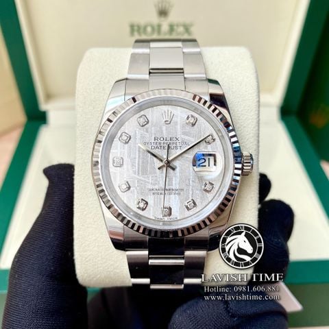 Đồng Hồ Rolex Datejust 36mm 126234 Rep 1:1 Cao Cấp Vỏ Bạc Mặt Độ Thiên Thạch Tự Nhiên Cọc Số Kim Cương Thiên Nhiên Dây Kim Loại Oyster