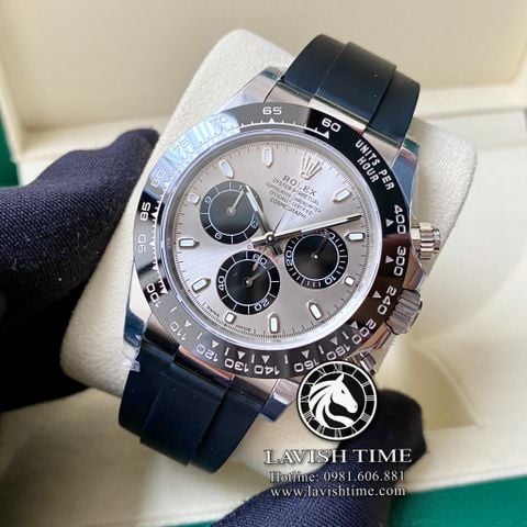 Đồng Hồ Rolex Cosmograph Daytona 116519LN-0027 Rep 1:1 Cao Cấp Vỏ Bạc Mặt Xám Dây Cao Su