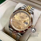 Đồng Hồ Rolex Datejust 41mm 126333-0012 Rep 1:1 Cao Cấp Vỏ Demi Vàng Kim Mặt Vàng Cọc Số Đính Đá Dây Kim Loại Jubilee