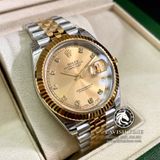 Đồng Hồ Rolex Datejust 41mm 126333-0012 Rep 1:1 Cao Cấp Vỏ Demi Vàng Kim Mặt Vàng Cọc Số Đính Đá Dây Kim Loại Jubilee
