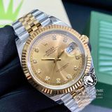 Đồng Hồ Rolex Datejust 41mm 126333-0012 Rep 1:1 Cao Cấp Vỏ Demi Vàng Kim Mặt Vàng Cọc Số Đính Đá Dây Kim Loại Jubilee