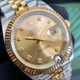 Đồng Hồ Rolex Datejust 41mm 126333-0012 Rep 1:1 Cao Cấp Vỏ Demi Vàng Kim Mặt Vàng Cọc Số Đính Đá Dây Kim Loại Jubilee