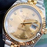 Đồng Hồ Rolex Datejust 41mm 126333-0012 Rep 1:1 Cao Cấp Vỏ Demi Vàng Kim Mặt Vàng Cọc Số Đính Đá Dây Kim Loại Jubilee