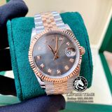 Đồng Hồ Rolex Datejust 36mm 116231 Rep 1:1 Chế Tác Vỏ Demi Bọc Vàng Mặt Xà Cừ Tím Cọc Số Đính Đá Dây Kim Loại Jubilee