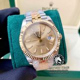 Đồng Hồ Rolex Datejust 41mm 126333-0010 Rep 1:1 Chế Tác Vỏ Demi Bọc Vàng Mặt Vàng Cọc Số Vạch Dây Kim Loại Jubilee