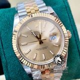 Đồng Hồ Rolex Datejust 41mm 126333-0010 Rep 1:1 Chế Tác Vỏ Demi Bọc Vàng Mặt Vàng Cọc Số Vạch Dây Kim Loại Jubilee