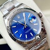 Đồng Hồ Rolex Datejust 36mm 126234-0050 Rep 1:1 Cao Cấp Vỏ Bạc Mặt Gấp Nếp Xanh Dương Cọc Số Vạch Dây Kim Loại Jubilee