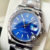 Đồng Hồ Rolex Datejust 36mm 126234-0050 Rep 1:1 Cao Cấp Vỏ Bạc Mặt Gấp Nếp Xanh Dương Cọc Số Vạch Dây Kim Loại Jubilee