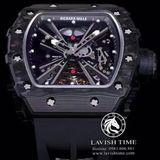 Đồng Hồ Richard Mille RM 12-01 Manual Winding Tourbillon Rep 1:1 Chế Tác Vỏ Carbon Mặt Skeleton Lộ Cơ Dây Cao Su