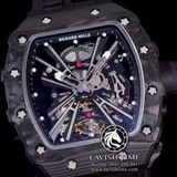 Đồng Hồ Richard Mille RM 12-01 Manual Winding Tourbillon Rep 1:1 Chế Tác Vỏ Carbon Mặt Skeleton Lộ Cơ Dây Cao Su