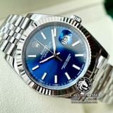 Đồng Hồ Rolex Datejust 41mm 126334-0002 Rep 1:1 Chế Tác Vỏ Bạc Mặt Xanh Dương Cọc Số Vạch Dây Kim Loại Jubilee