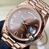 Đồng Hồ Rolex Day-Date 40mm 228235-0002 Rep 1:1 Cao Cấp Vỏ Vàng Hồng Mặt Nâu Chocolate Cọc Số La Mã Dây Kim Loại