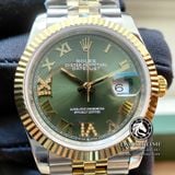 Đồng Hồ Rolex Datejust 36mm 126233-0025 Rep 1:1 Cao Cấp Vỏ Demi Vàng Kim Mặt Xanh Lá Cọc Số La Mã Đính Đá Dây Kim Loại Jubilee