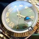 Đồng Hồ Rolex Datejust 36mm 126233-0025 Rep 1:1 Cao Cấp Vỏ Demi Vàng Kim Mặt Xanh Lá Cọc Số La Mã Đính Đá Dây Kim Loại Jubilee