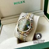 Đồng Hồ Rolex Datejust 36mm 126233-0025 Rep 1:1 Cao Cấp Vỏ Demi Vàng Kim Mặt Xanh Lá Cọc Số La Mã Đính Đá Dây Kim Loại Jubilee