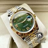 Đồng Hồ Rolex Datejust 36mm 126233-0025 Rep 1:1 Cao Cấp Vỏ Demi Vàng Kim Mặt Xanh Lá Cọc Số La Mã Đính Đá Dây Kim Loại Jubilee