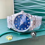 Đồng Hồ Rolex Datejust 36mm 126234-0011 Rep 1:1 Cao Cấp Vỏ Bạc Mặt Vi Tính Xanh Cọc Số Đính Đá Dây Kim Loại Jubilee