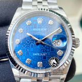 Đồng Hồ Rolex Datejust 36mm 126234-0011 Rep 1:1 Cao Cấp Vỏ Bạc Mặt Vi Tính Xanh Cọc Số Đính Đá Dây Kim Loại Jubilee