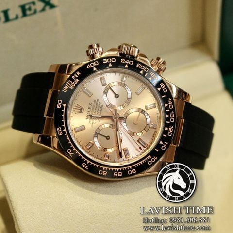 Đồng Hồ Rolex Cosmograph Daytona 116515LN-0061 Rep 1:1 Cao Cấp Vỏ Vàng Hồng Mặt Vàng Dây Cao Su