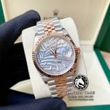 Đồng Hồ Rolex Datejust 36mm 126231-0031 Rep 1:1 Cao Cấp Vỏ Demi Vàng Hồng Mặt Lá Cọ Xám Cọc Số Vạch Dây Kim Loại Jubilee
