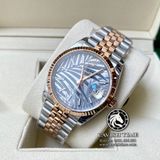 Đồng Hồ Rolex Datejust 36mm 126231-0031 Rep 1:1 Cao Cấp Vỏ Demi Vàng Hồng Mặt Lá Cọ Xám Cọc Số Vạch Dây Kim Loại Jubilee
