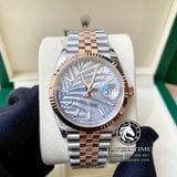 Đồng Hồ Rolex Datejust 36mm 126231-0031 Rep 1:1 Cao Cấp Vỏ Demi Vàng Hồng Mặt Lá Cọ Xám Cọc Số Vạch Dây Kim Loại Jubilee