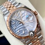Đồng Hồ Rolex Datejust 36mm 126231-0031 Rep 1:1 Cao Cấp Vỏ Demi Vàng Hồng Mặt Lá Cọ Xám Cọc Số Vạch Dây Kim Loại Jubilee