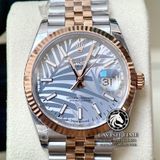 Đồng Hồ Rolex Datejust 36mm 126231-0031 Rep 1:1 Cao Cấp Vỏ Demi Vàng Hồng Mặt Lá Cọ Xám Cọc Số Vạch Dây Kim Loại Jubilee
