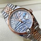 Đồng Hồ Rolex Datejust 36mm 126231-0031 Rep 1:1 Cao Cấp Vỏ Demi Vàng Hồng Mặt Lá Cọ Xám Cọc Số Vạch Dây Kim Loại Jubilee